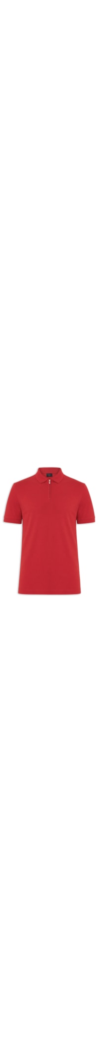Polo Masculina Em Piquet Com Zíper - Vermelho