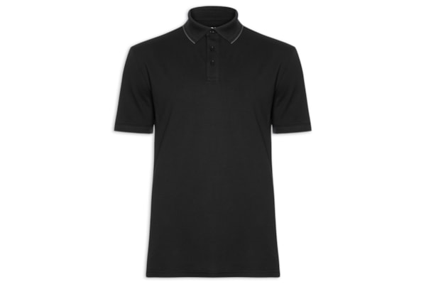 Polo Masculina Em Piquet Flex - Preto