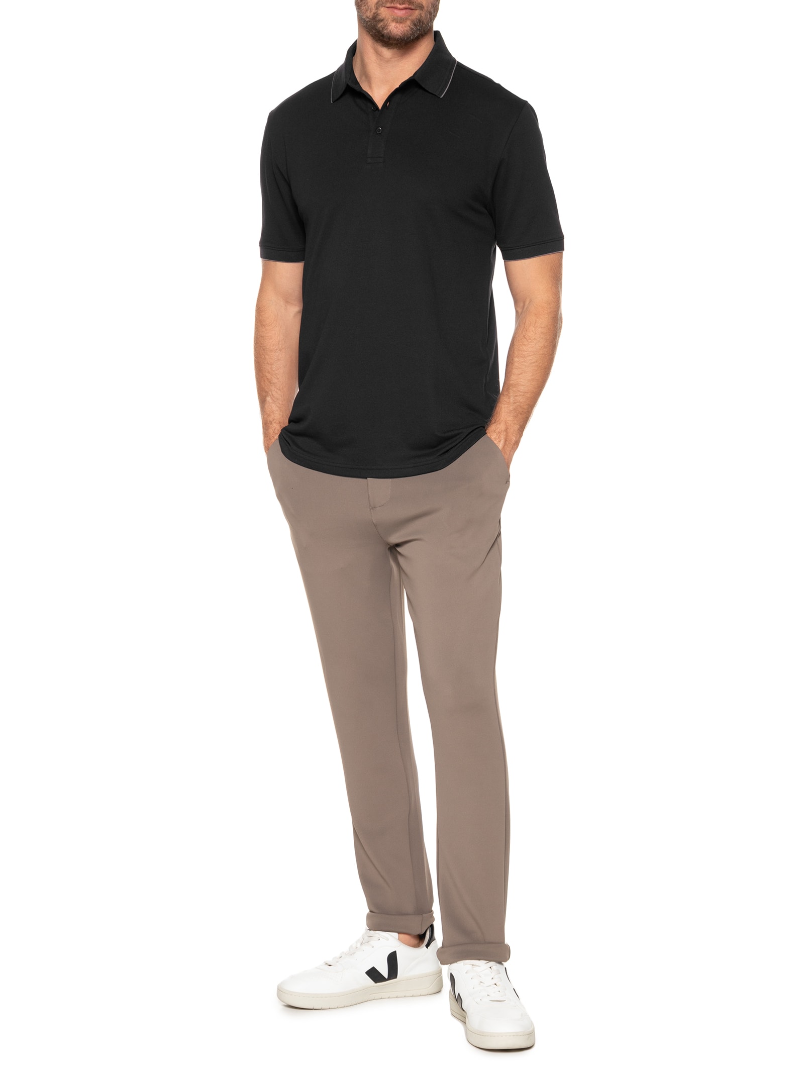 Polo Masculina Em Piquet Flex Preto Urban