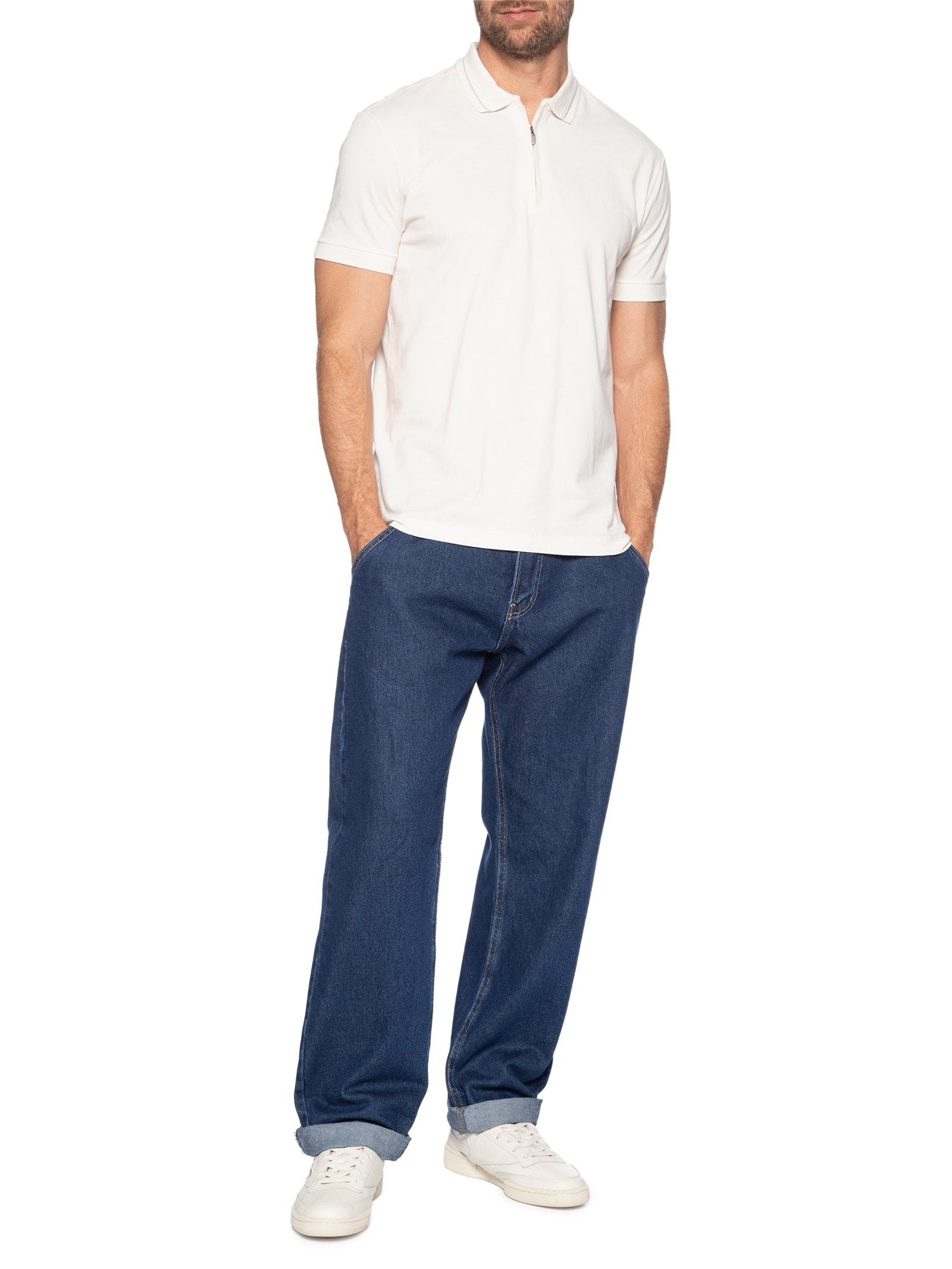 Polo Masculina Em Pìquet Gola Espinha Branco Aramis