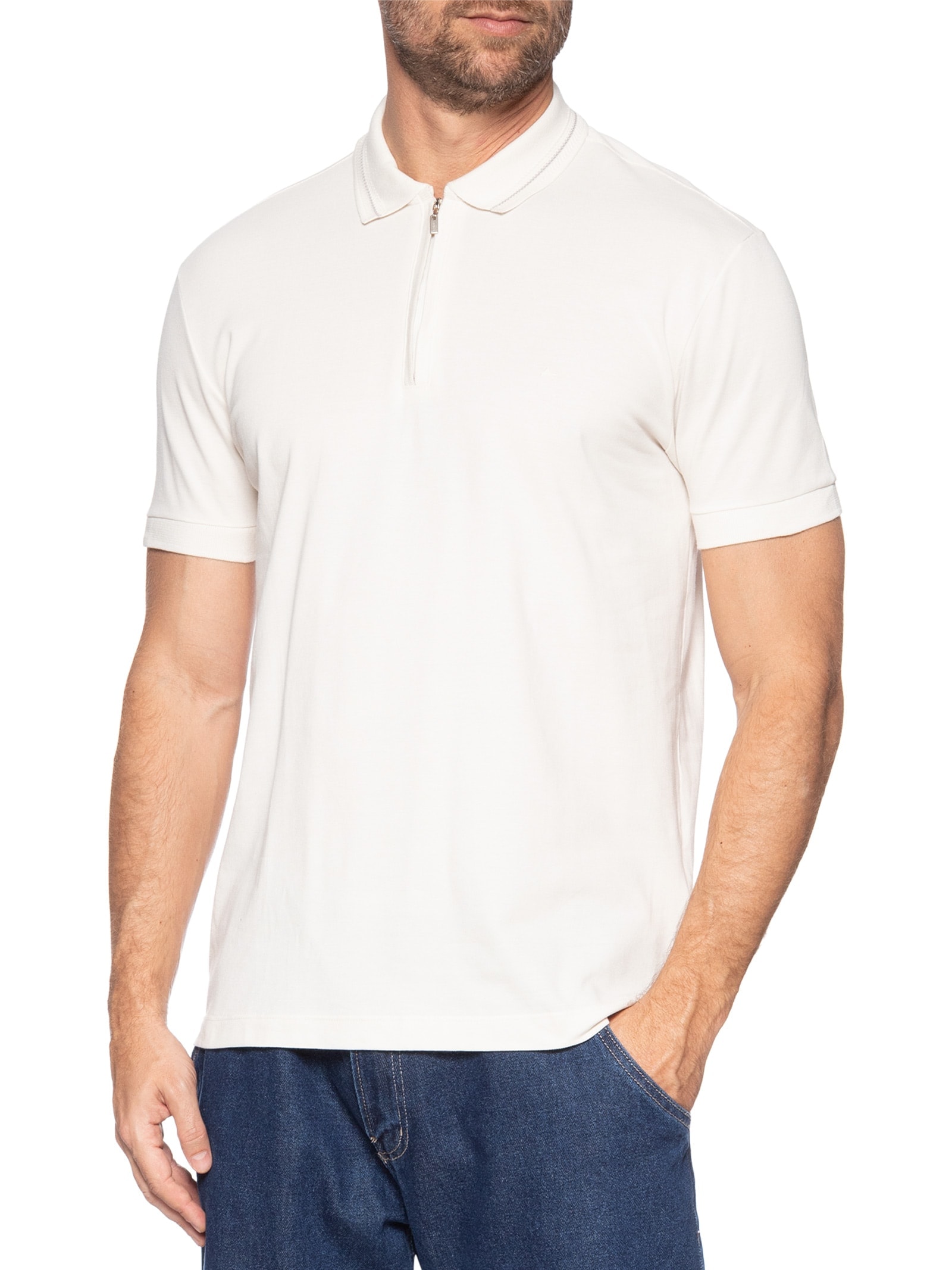 Polo Masculina Em Pìquet Gola Espinha Branco Aramis