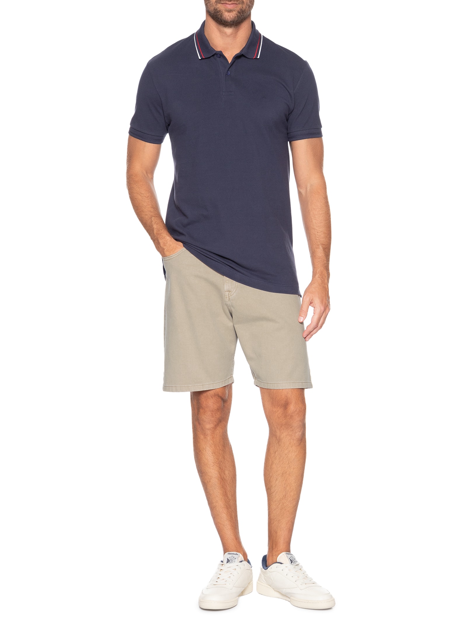 Polo Masculina Em Piquet Gola Navy Azul Aramis