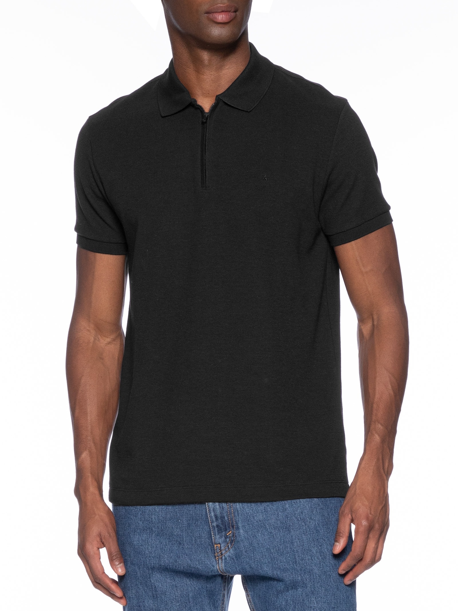 Polo Masculina Em Tecido Ottoman Preto Aramis