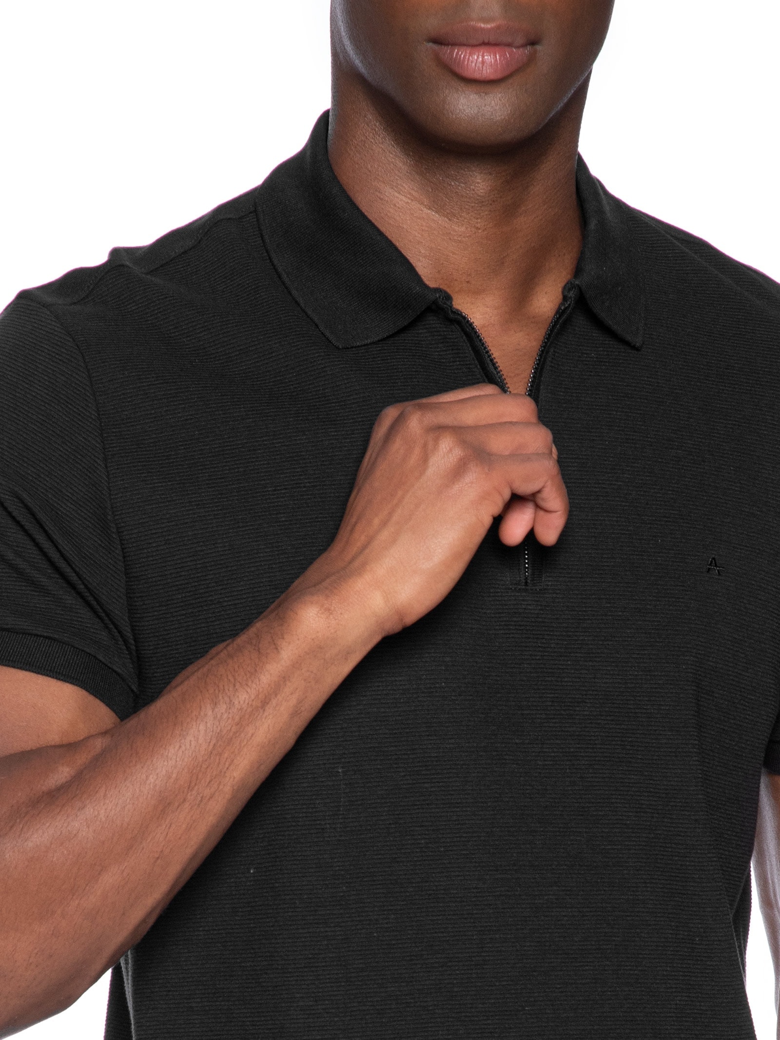 Polo Masculina Em Tecido Ottoman Preto Aramis