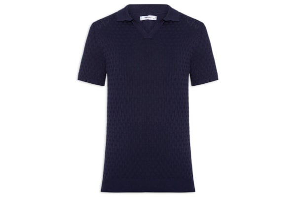 Polo Masculina Em Tricot Com Gola Colômbia -  Azul