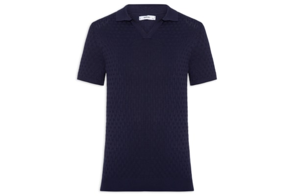 Polo Masculina Em Tricot Com Gola Colômbia -  Azul