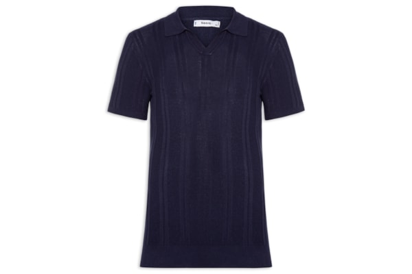 Polo Masculina Em Tricot Com Gola Colômbia -  Azul