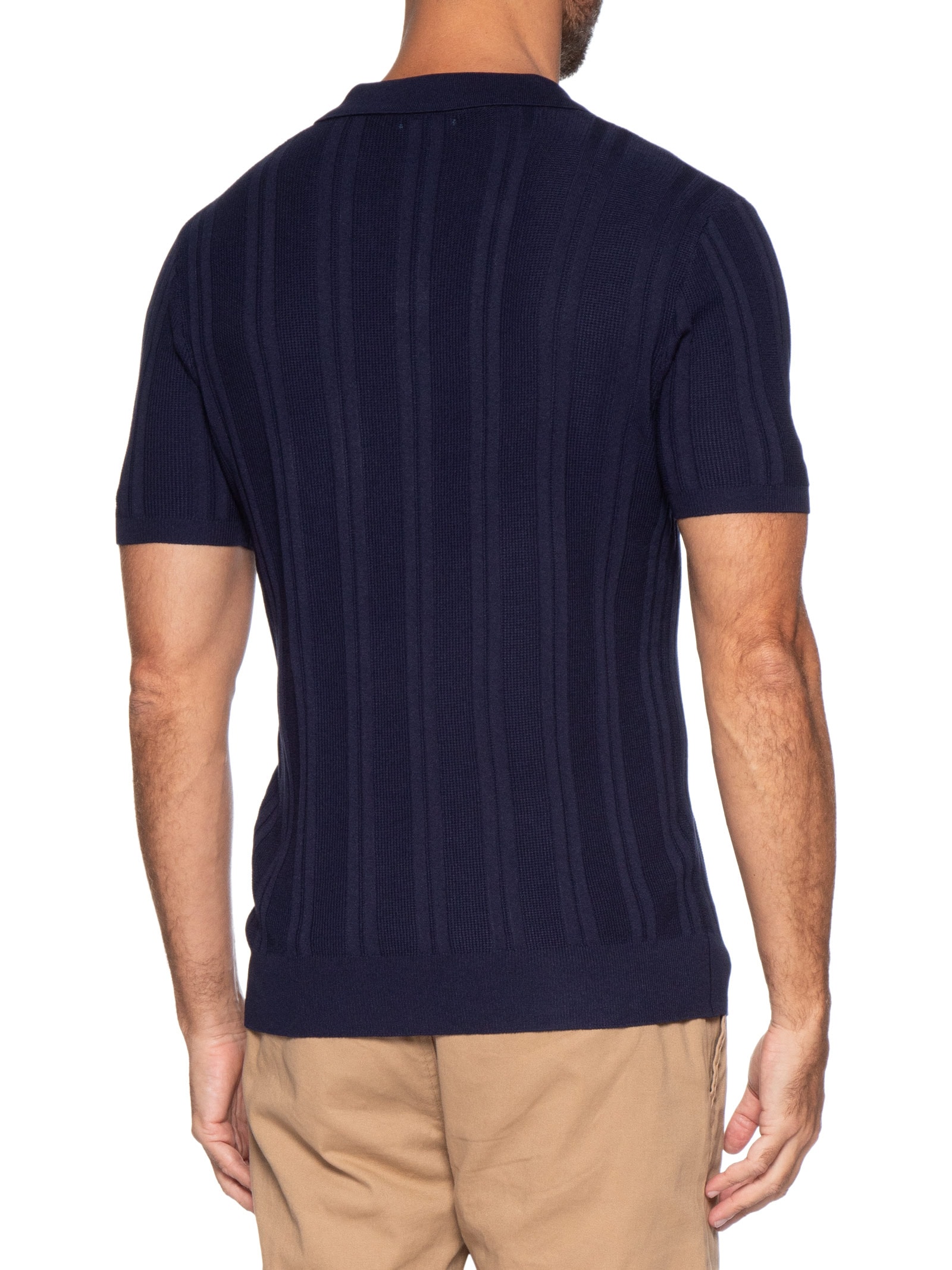 Polo Masculina Em Tricot Com Gola Colômbia  Azul Basiq Men