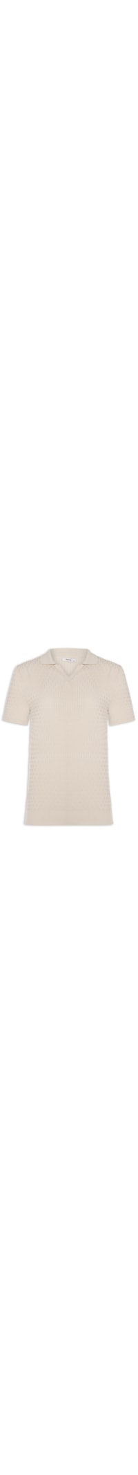 Polo Masculina Em Tricot Com Gola Colômbia - Bege