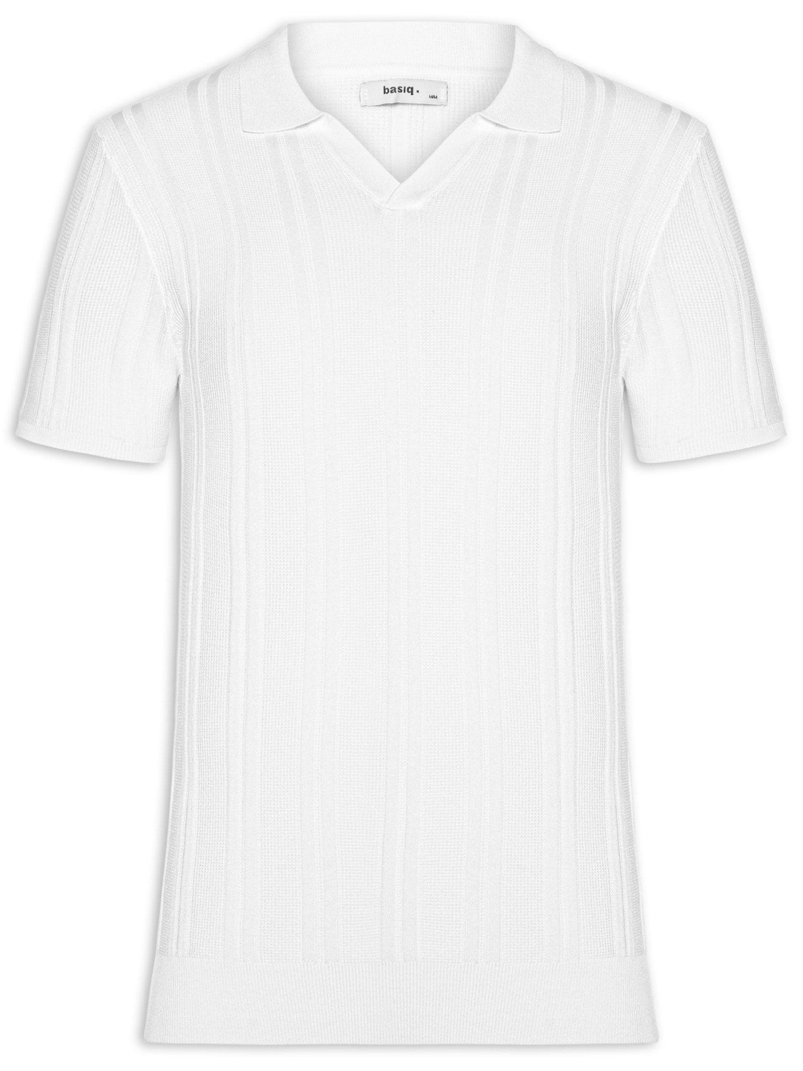 Polo Masculina Em Tricot Com Gola Colômbia  Branco Basiq Men