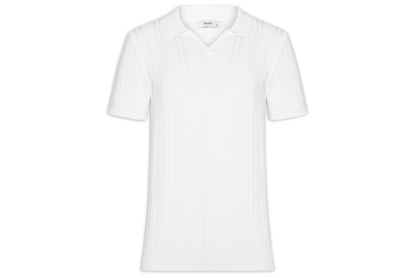 Polo Masculina Em Tricot Com Gola Colômbia -  Branco