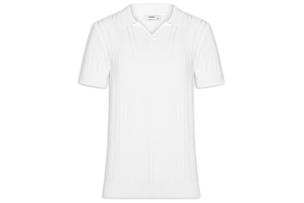 Polo Masculina Em Tricot Com Gola Colômbia -  Branco