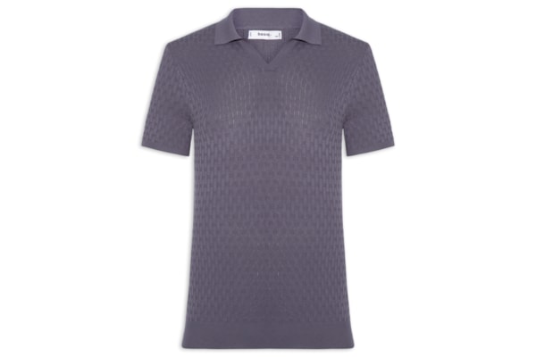 Polo Masculina Em Tricot Com Gola Colômbia -  Cinza