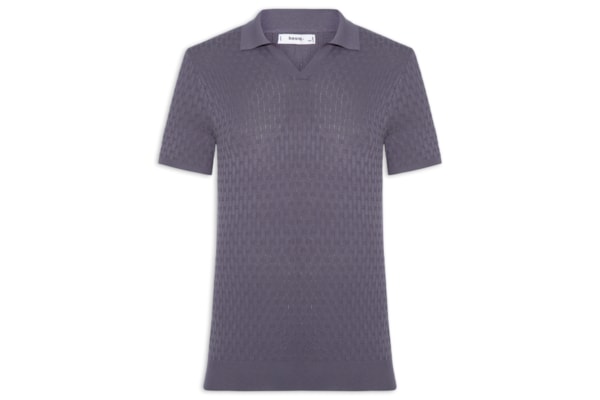 Polo Masculina Em Tricot Com Gola Colômbia -  Cinza