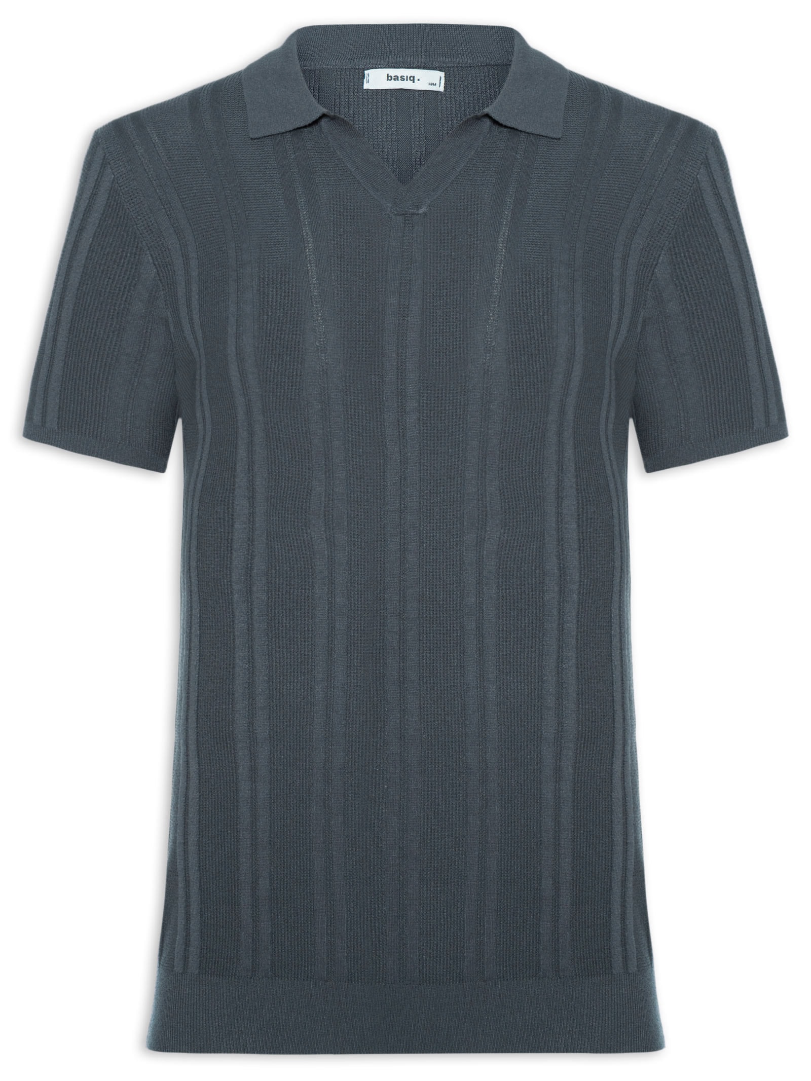 Polo Masculina Em Tricot Com Gola Colômbia  Cinza Basiq Men