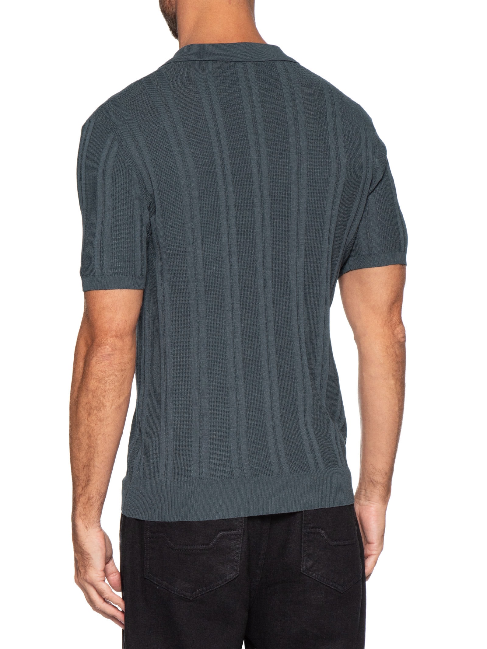 Polo Masculina Em Tricot Com Gola Colômbia  Cinza Basiq Men