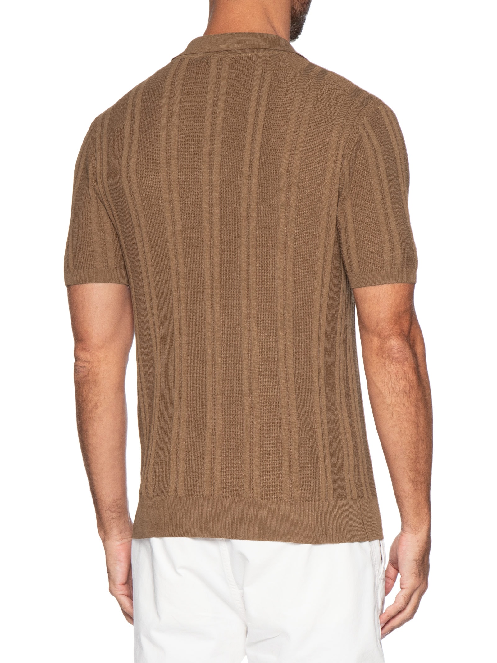 Polo Masculina Em Tricot Com Gola Colômbia  Marrom Basiq Men