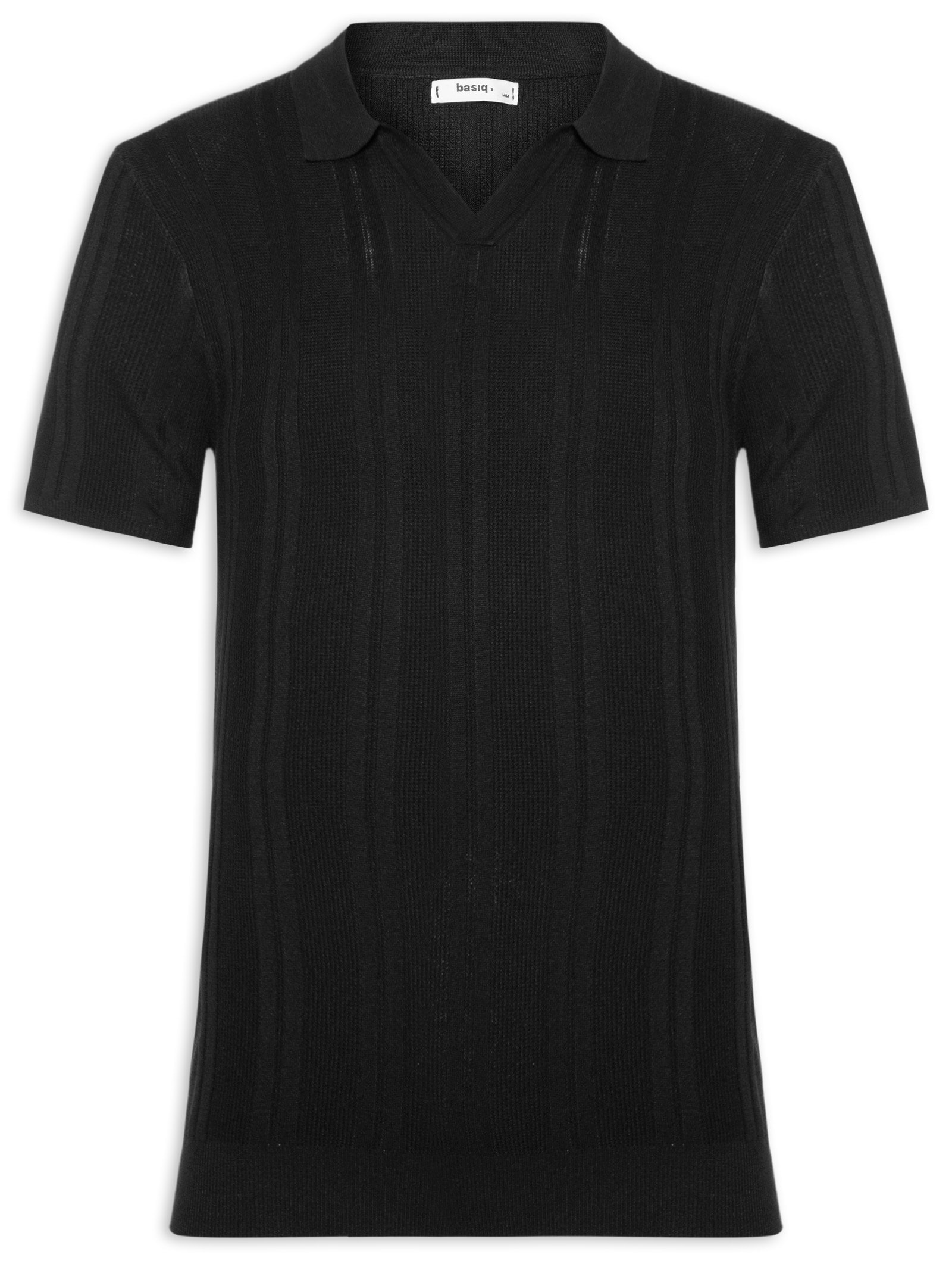 Polo Masculina Em Tricot Com Gola Colômbia  Preto Basiq Men