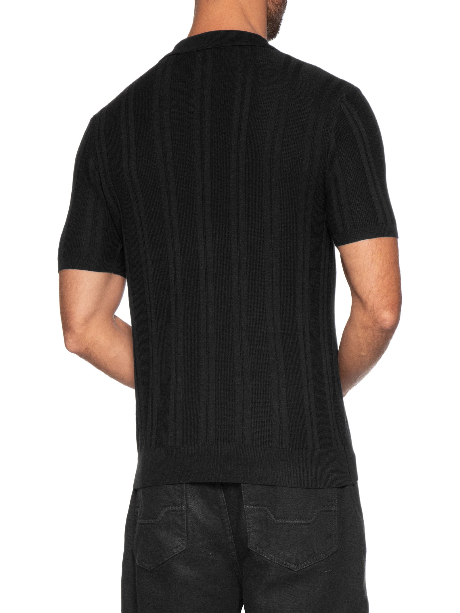 Polo Masculina Em Tricot Com Gola Colômbia  Preto Basiq Men