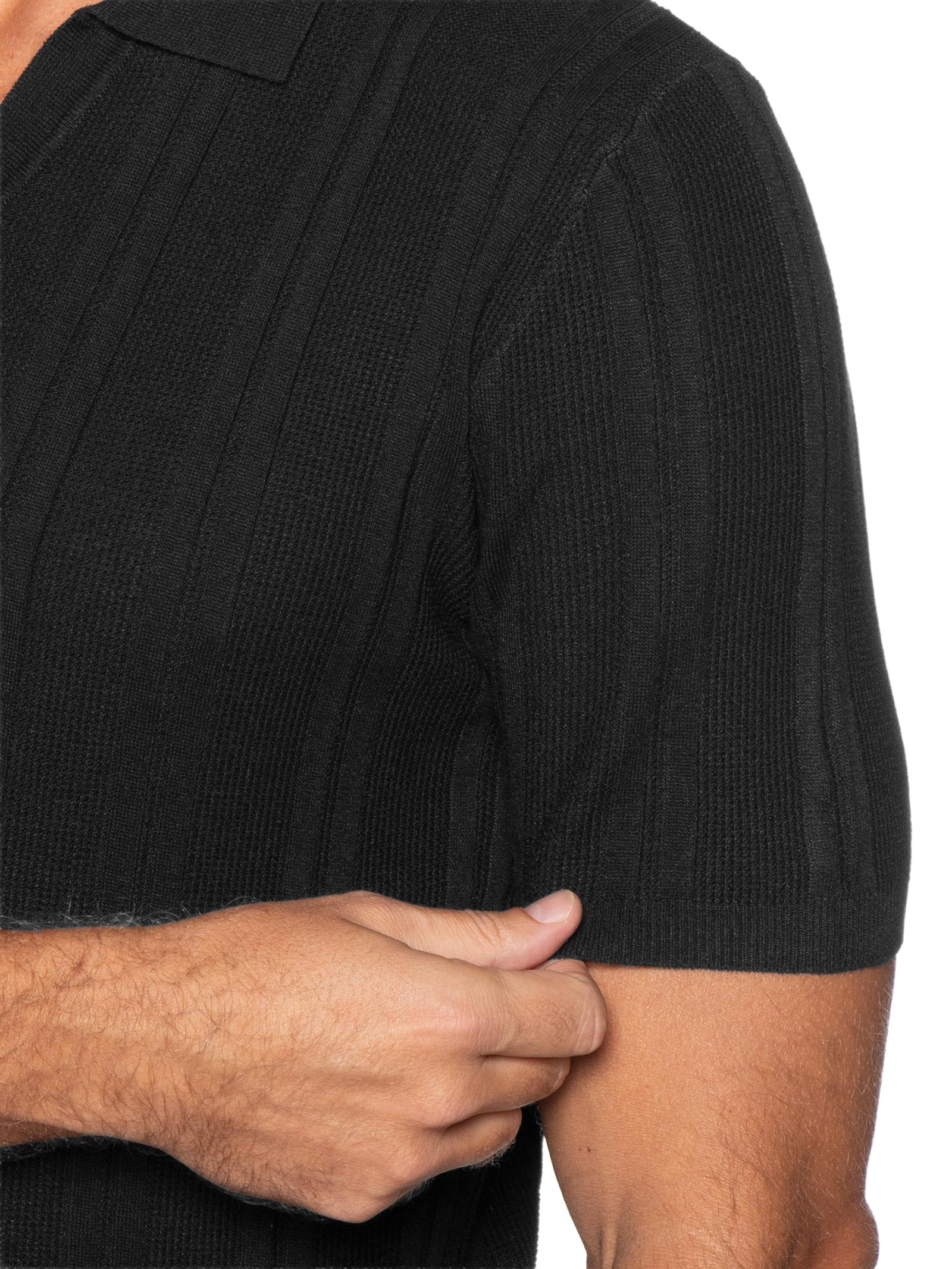 Polo Masculina Em Tricot Com Gola Colômbia  Preto Basiq Men