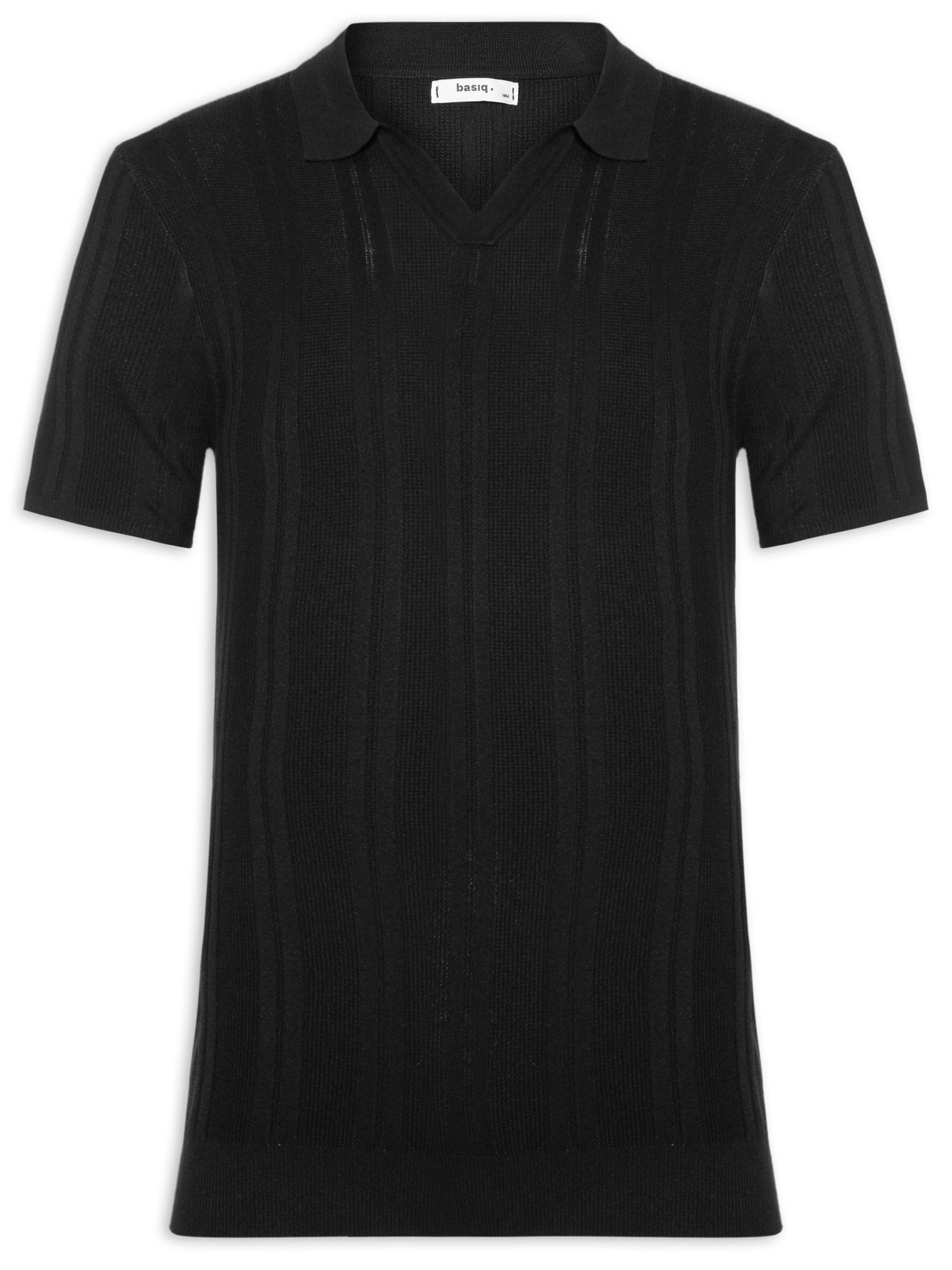 Polo Masculina Em Tricot Com Gola Colômbia  Preto Basiq Men