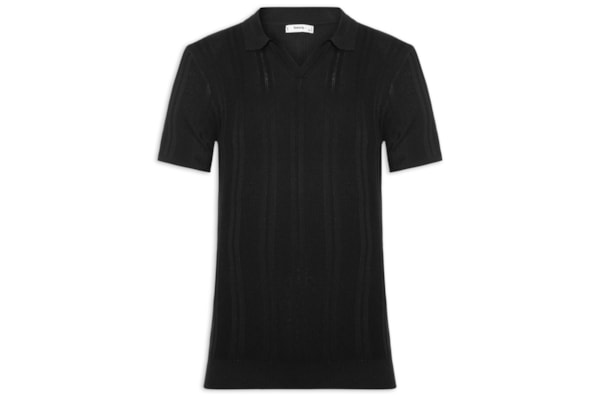 Polo Masculina Em Tricot Com Gola Colômbia -  Preto