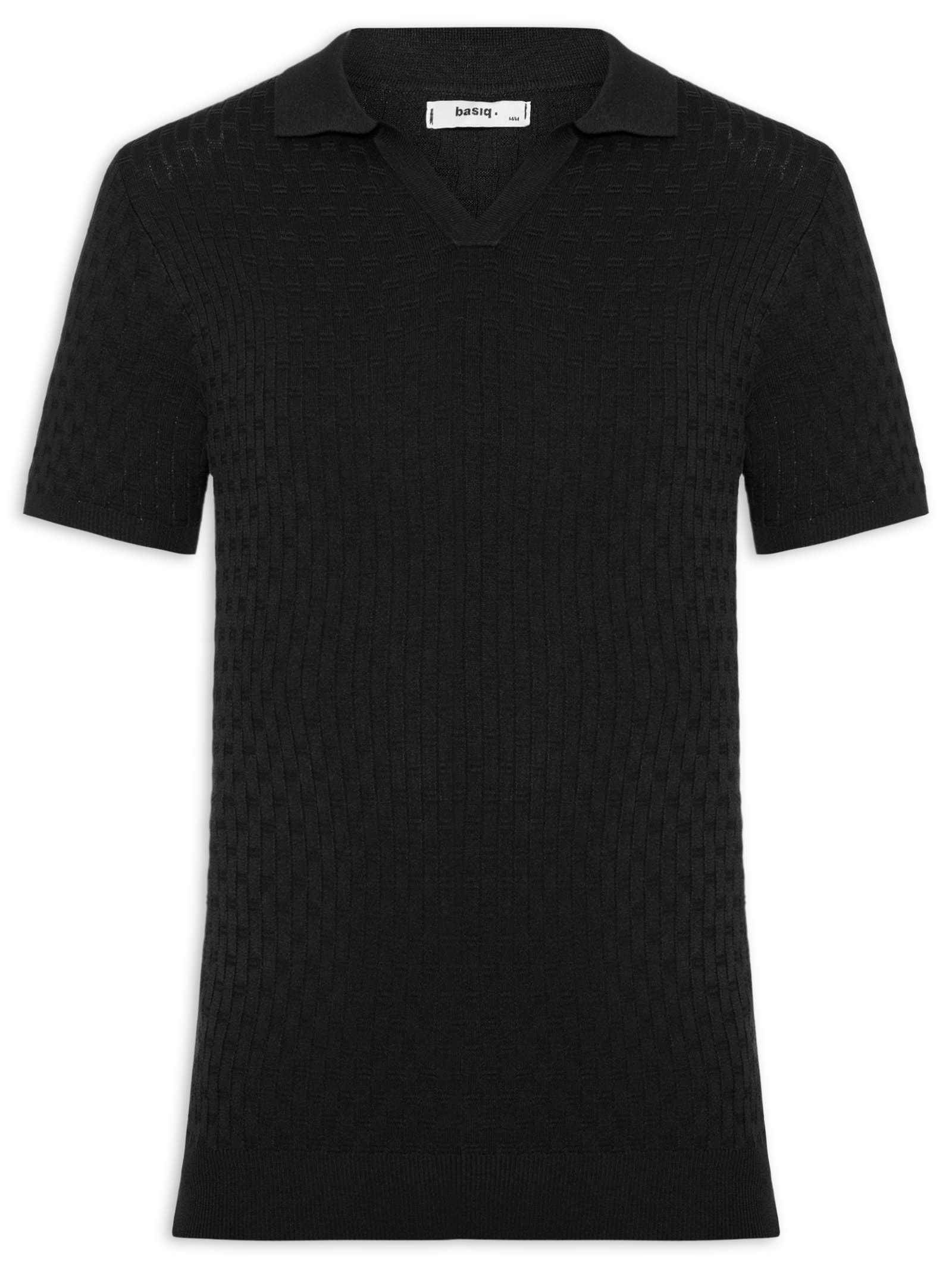 Polo Masculina Em Tricot Com Gola Colômbia  Preto Basiq Men
