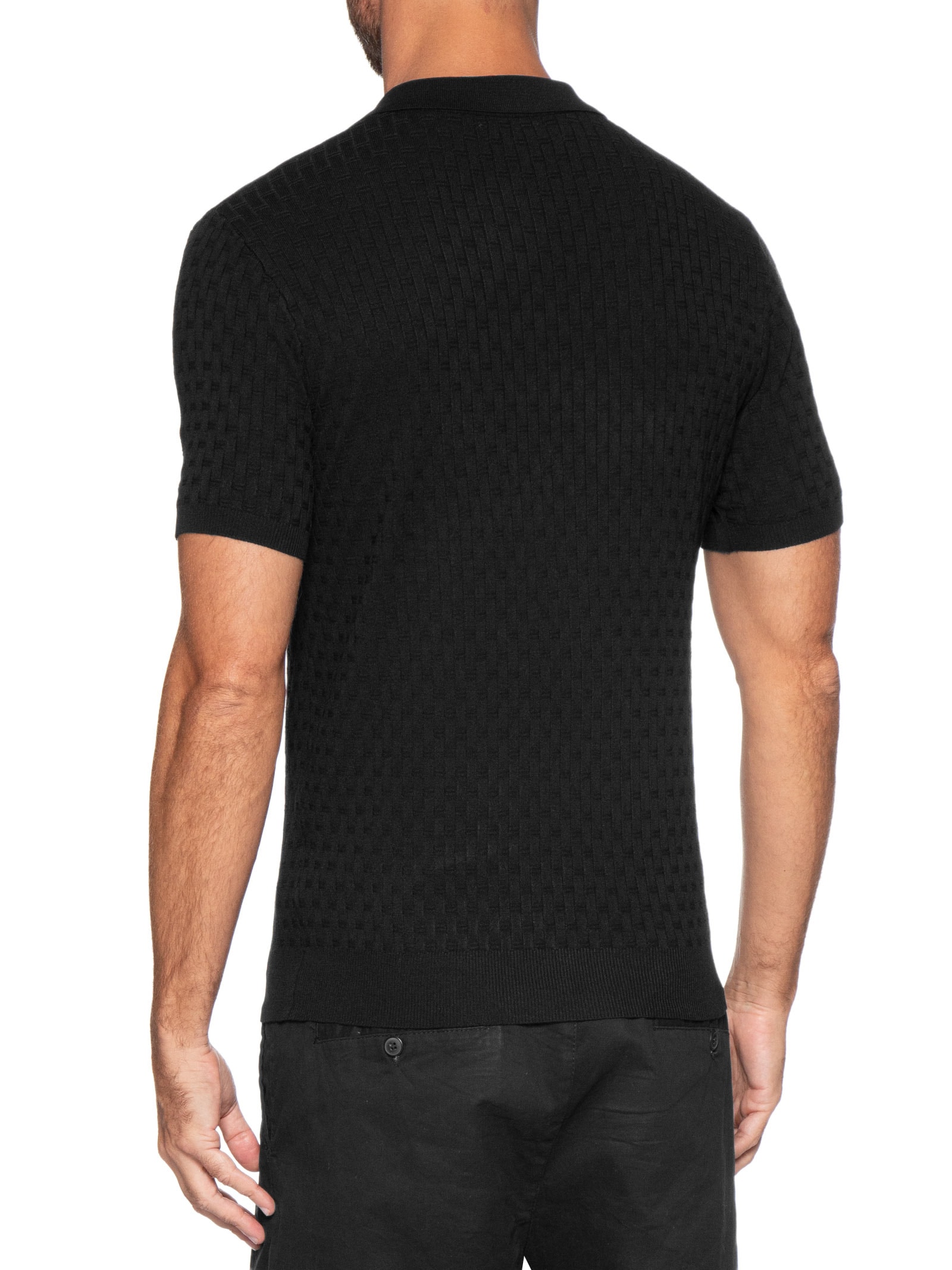 Polo Masculina Em Tricot Com Gola Colômbia  Preto Basiq Men