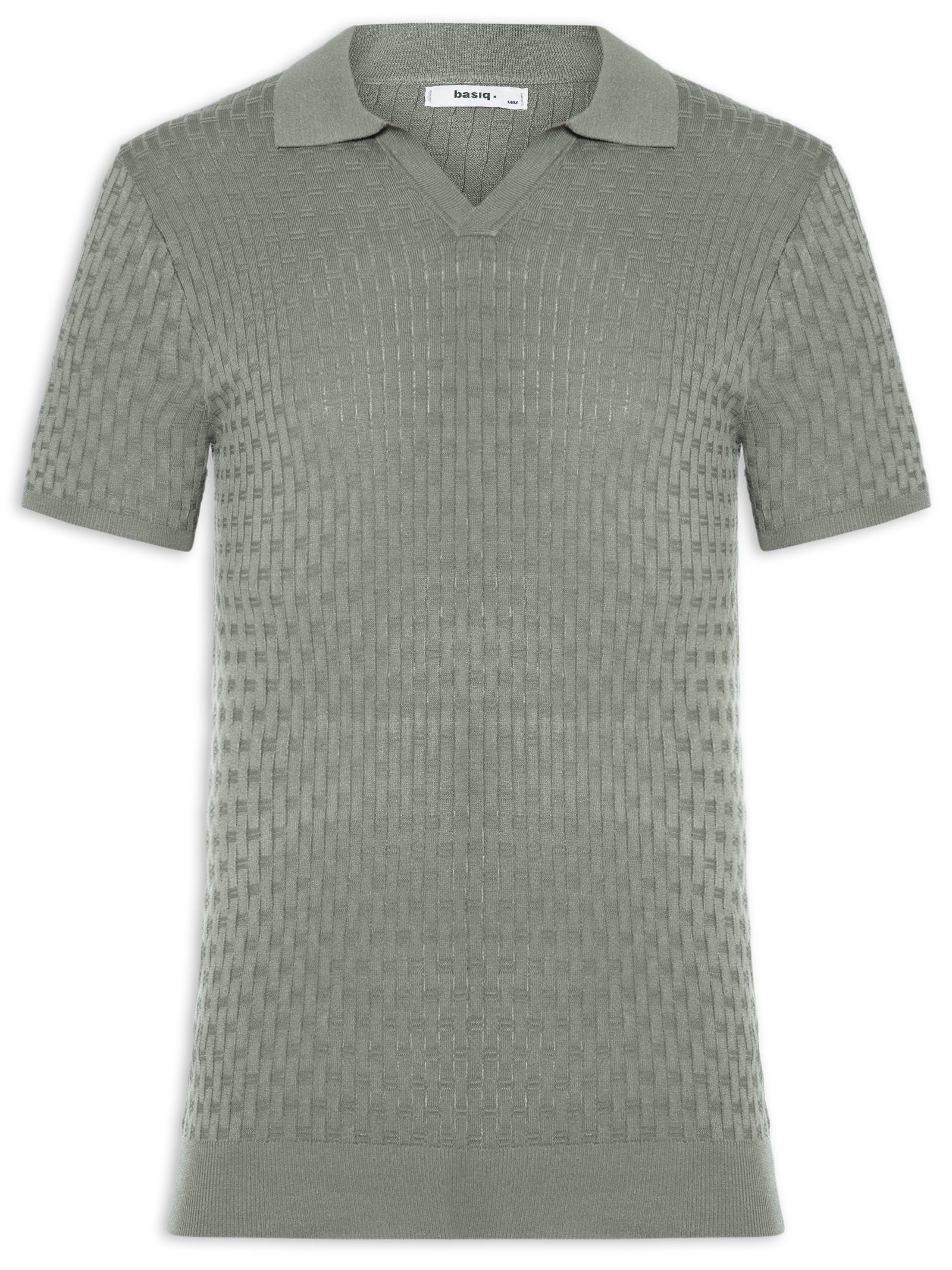 Polo Masculina Em Tricot Com Gola Colômbia  Verde Basiq Men