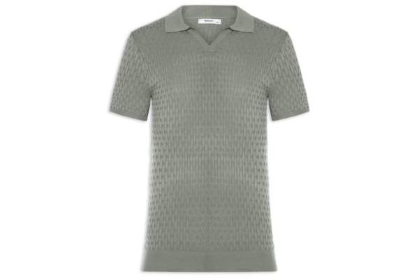 Polo Masculina Em Tricot Com Gola Colômbia -  Verde