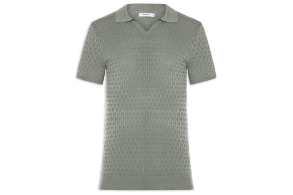 Polo Masculina Em Tricot Com Gola Colômbia -  Verde