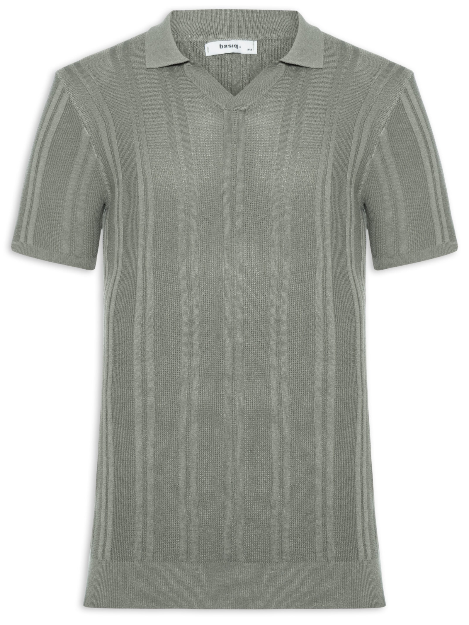 Polo Masculina Em Tricot Com Gola Colômbia  Verde Basiq Men