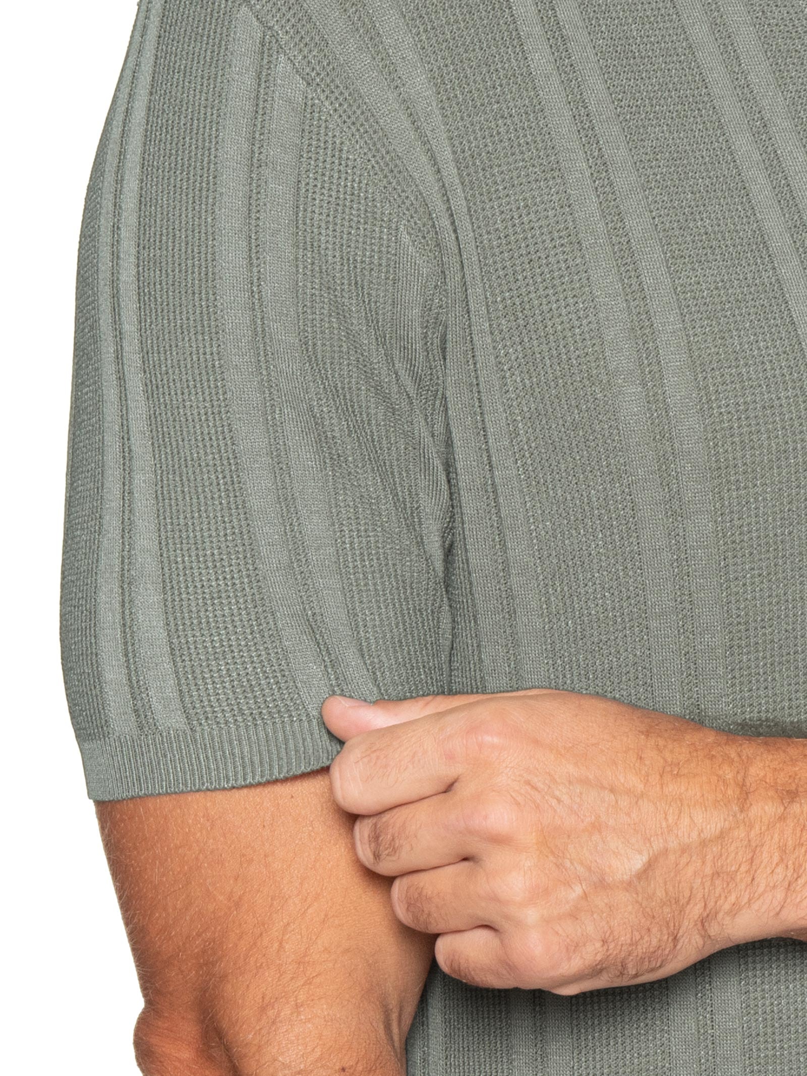 Polo Masculina Em Tricot Com Gola Colômbia  Verde Basiq Men