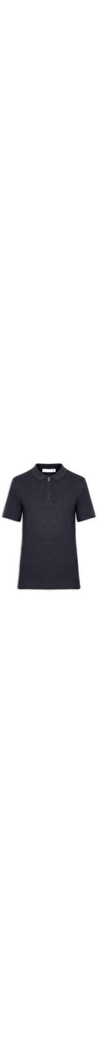 Polo Masculina Em Tricot Com Meio Zíper - Azul