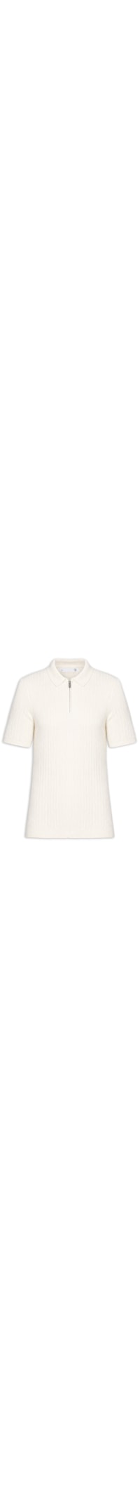 Polo Masculina Em Tricot Com Meio Zíper - Bege