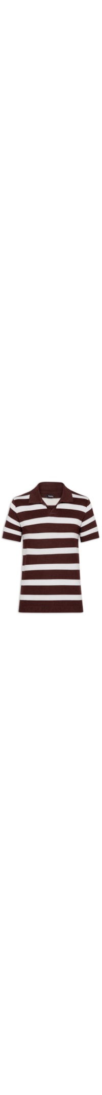 Polo Masculina Em Tricot Listrada - Marrom
