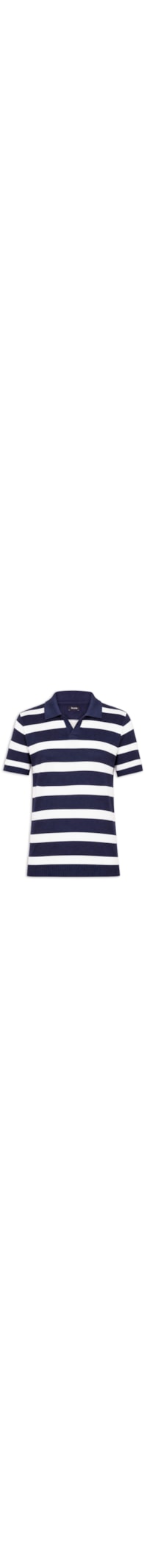 Polo Masculina Em Tricot Listrada – Azul