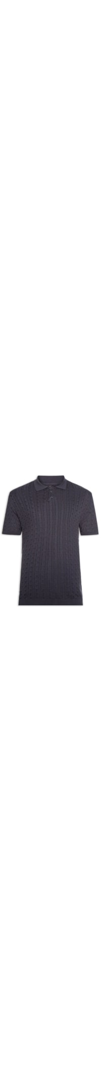 Polo Masculina em Tricot Trançado - Azul