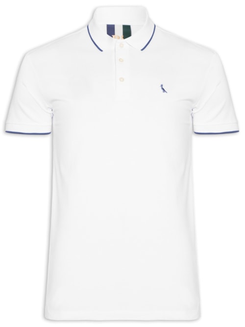 Polo Masculina Enxuto Friso Único – Branco