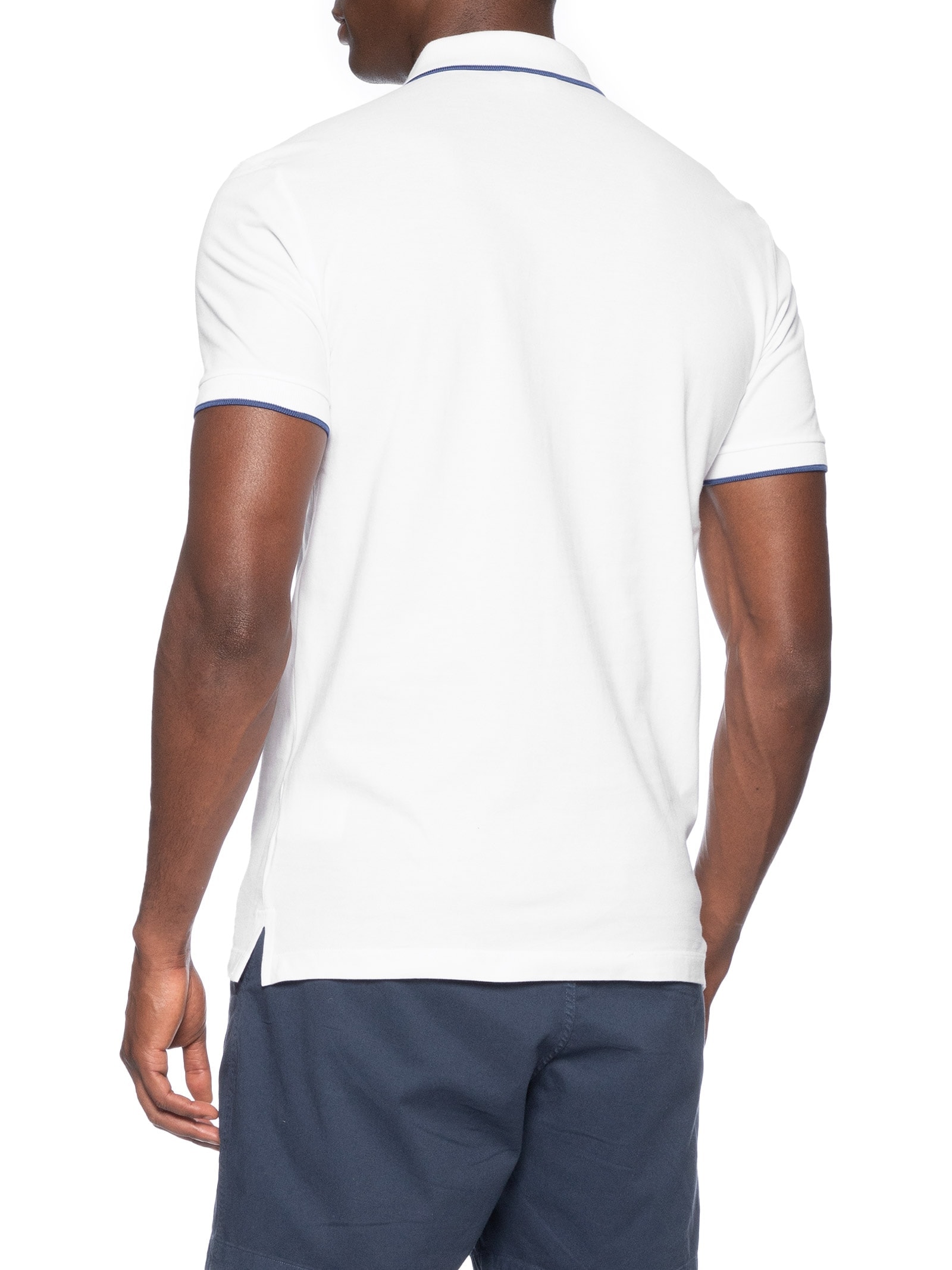 Polo Masculina Enxuto Friso Único Branco Reserva