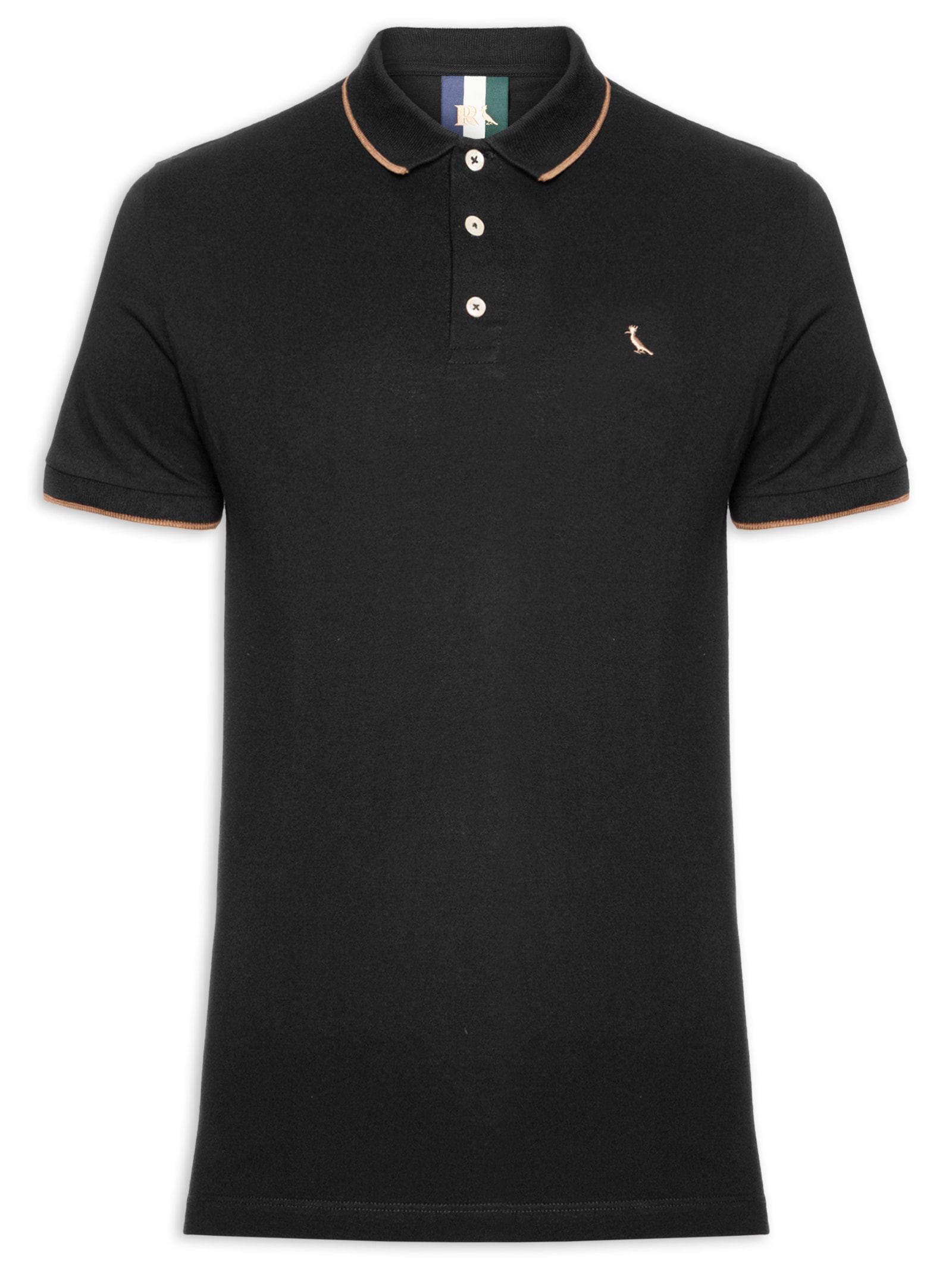 Polo Masculina Enxuto Friso Único Preto Reserva