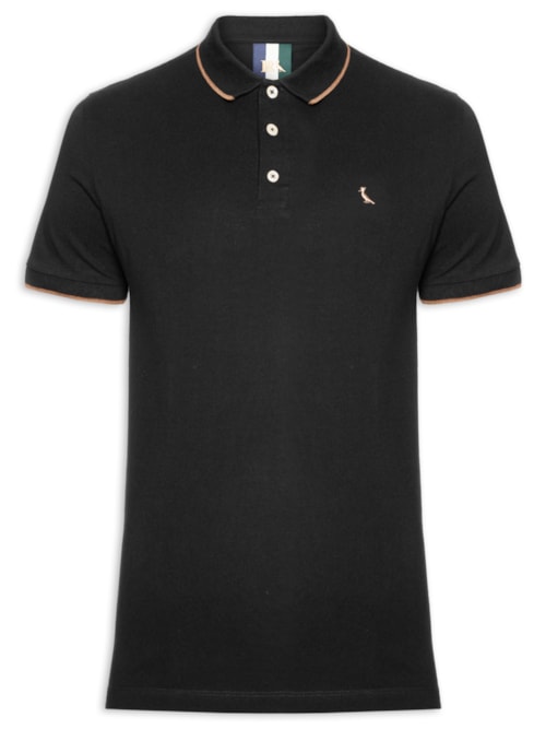 Polo Masculina Enxuto Friso Único – Preto
