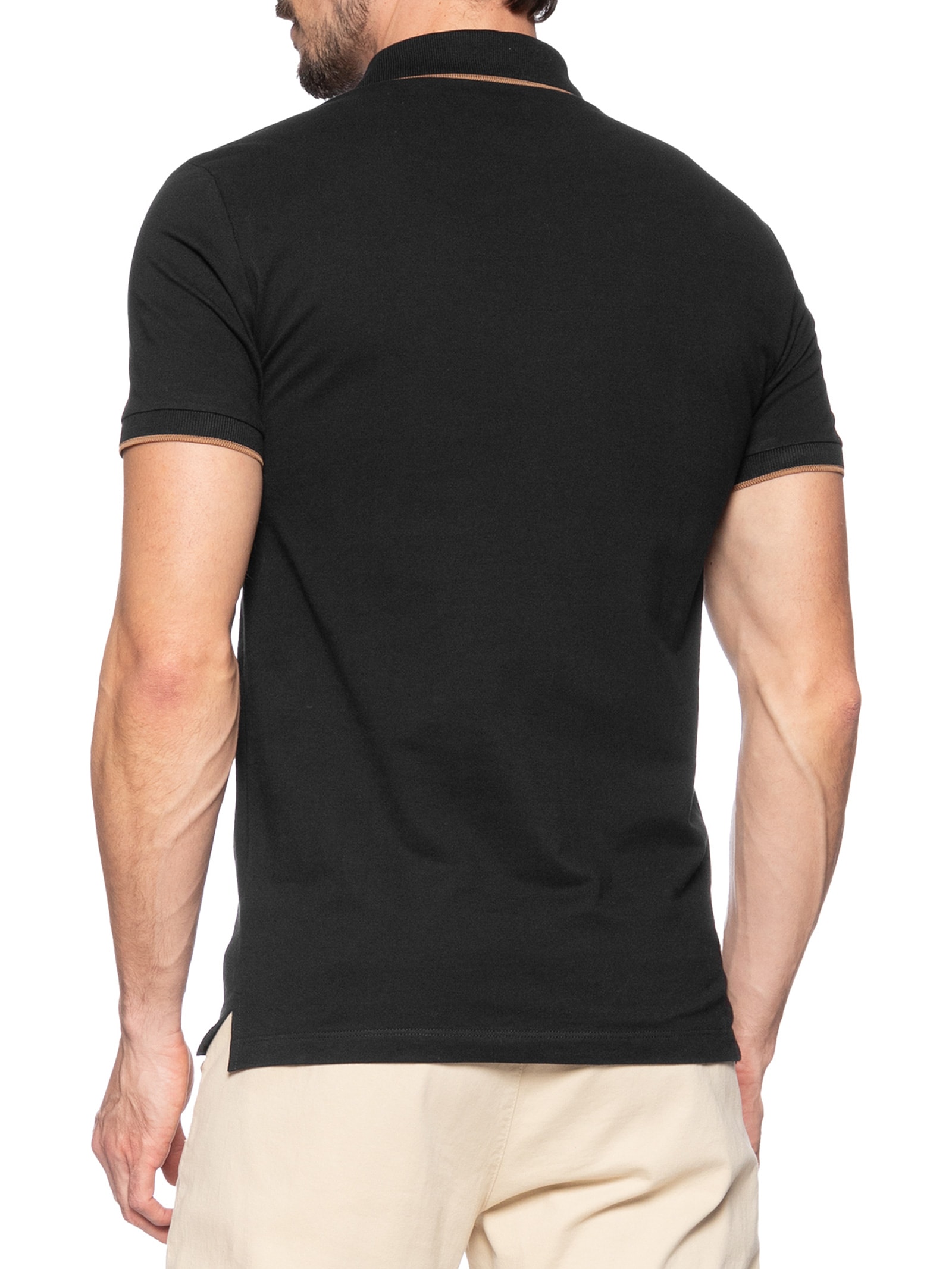 Polo Masculina Enxuto Friso Único Preto Reserva