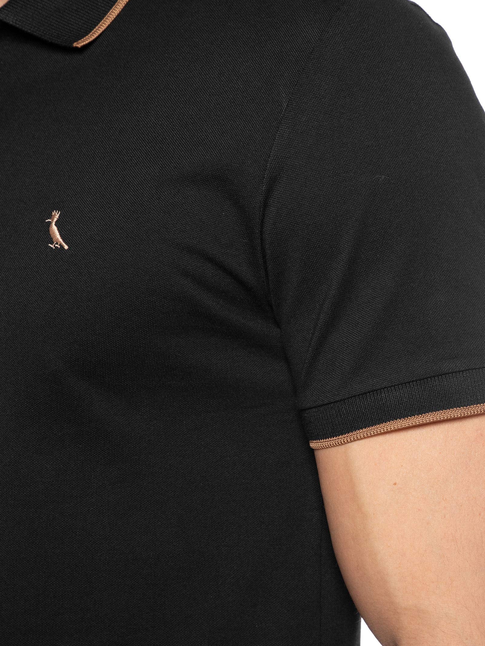 Polo Masculina Enxuto Friso Único Preto Reserva
