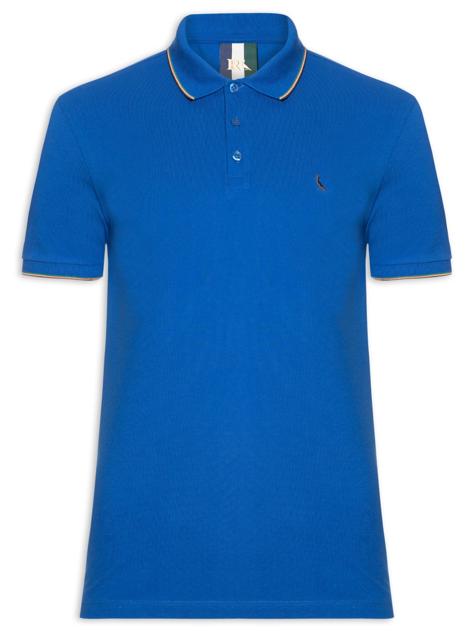Polo Masculina Enxuto Novo Friso Azul  Reserva