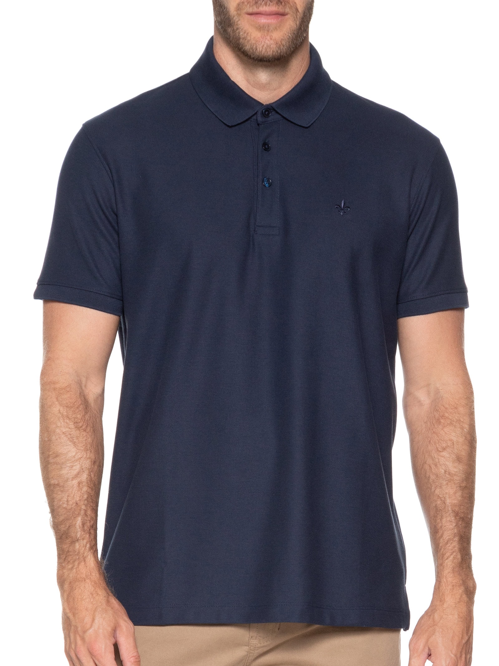 Polo Masculina Essentials em Algodão Pima Azul Dudalina