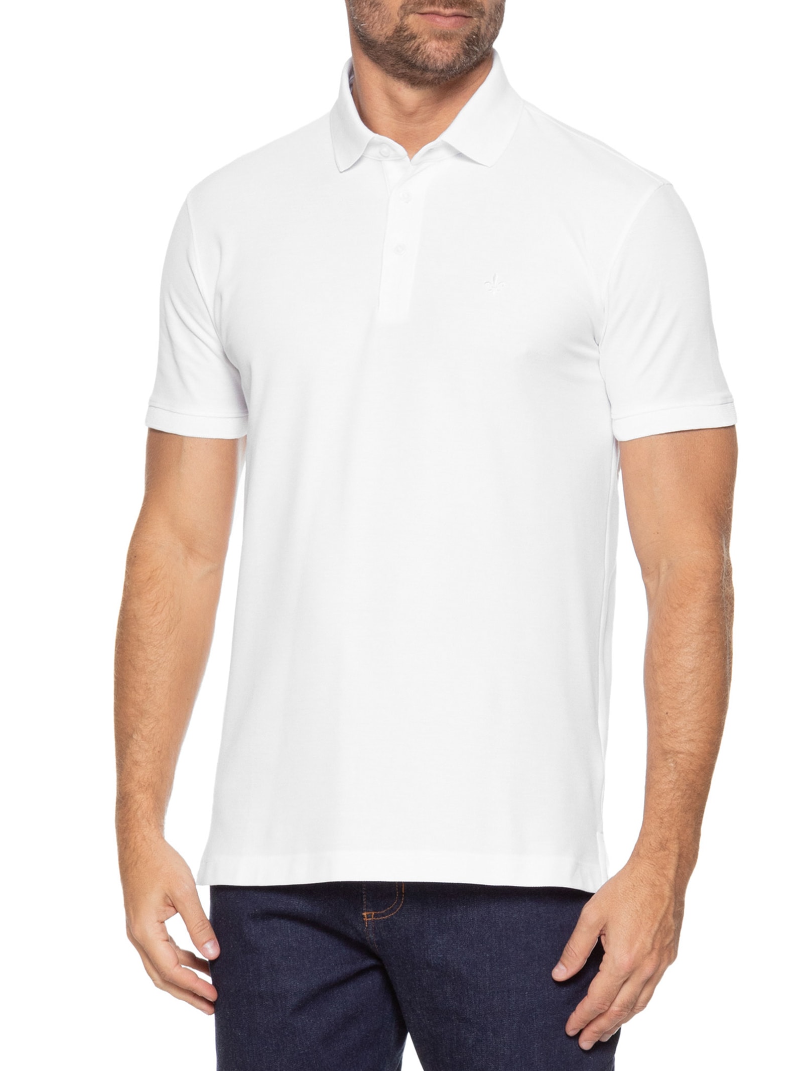 Polo Masculina Essentials Em Algodão Pima Branco Dudalina