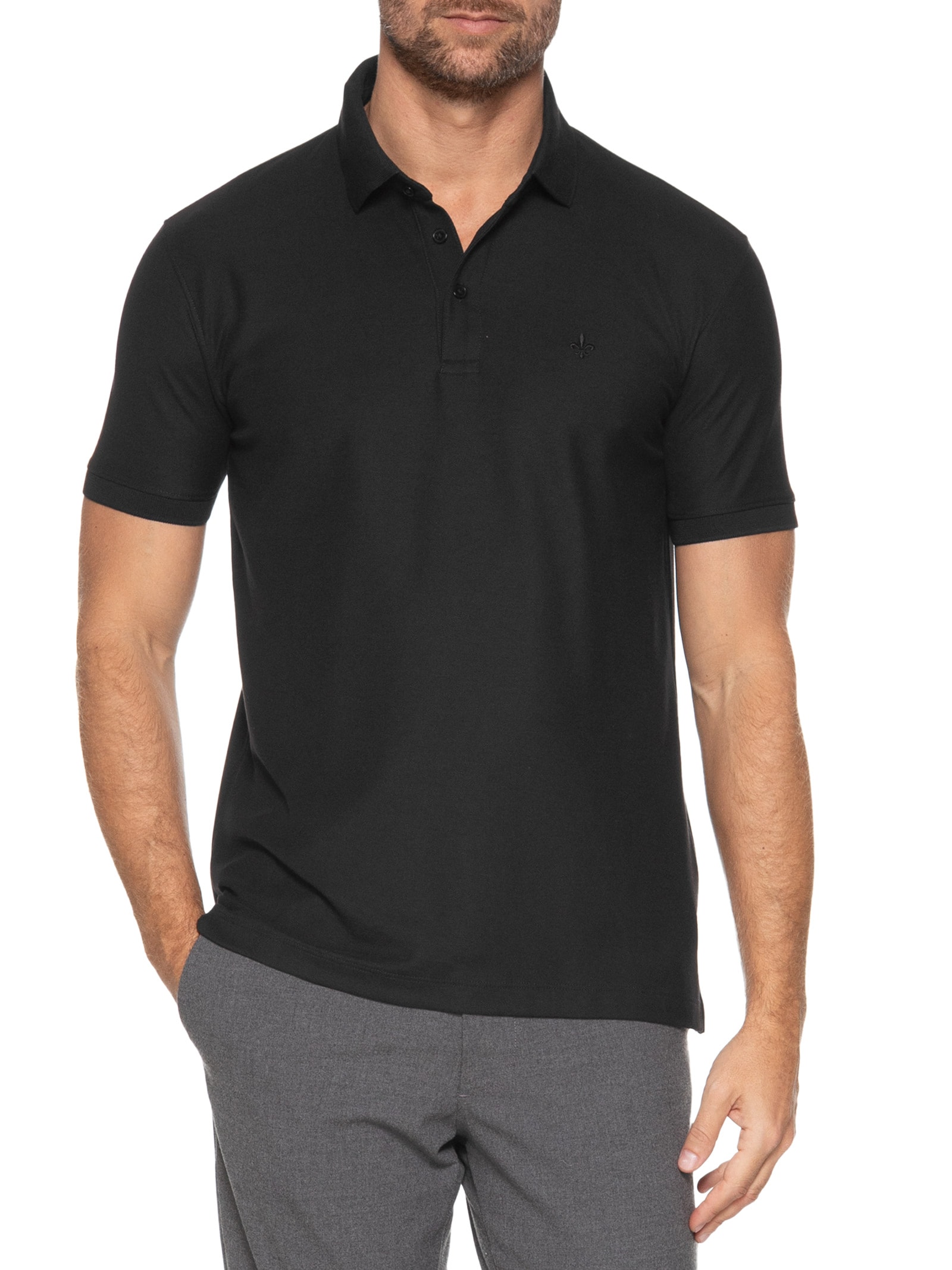 Polo Masculina Essentials Em Algodão Pima Preto Dudalina