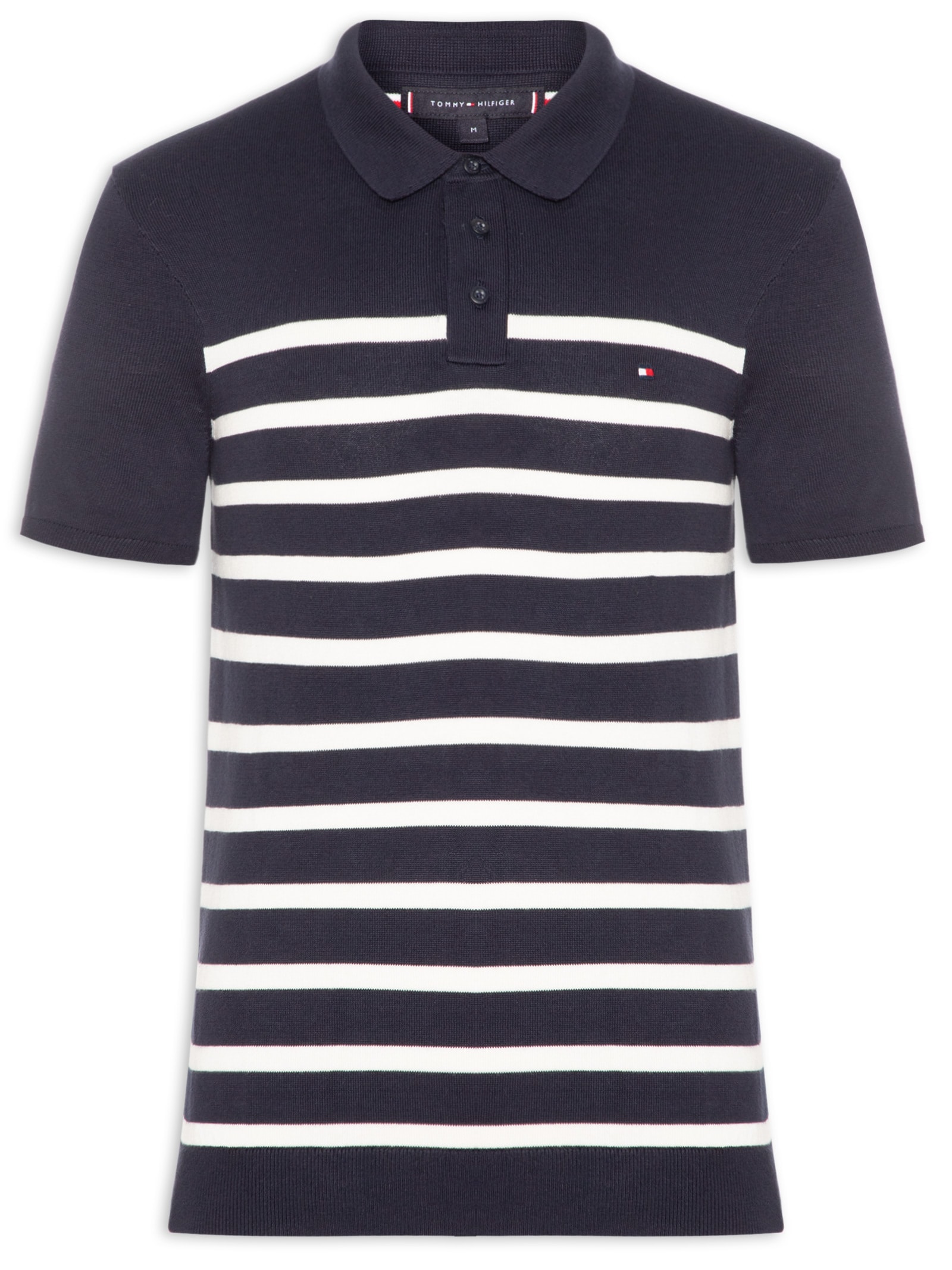 Polo Masculina Essentials Listras Azul Tommy Hilfiger
