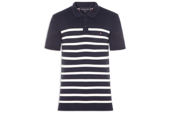 Polo Masculina Essentials Listras - Azul